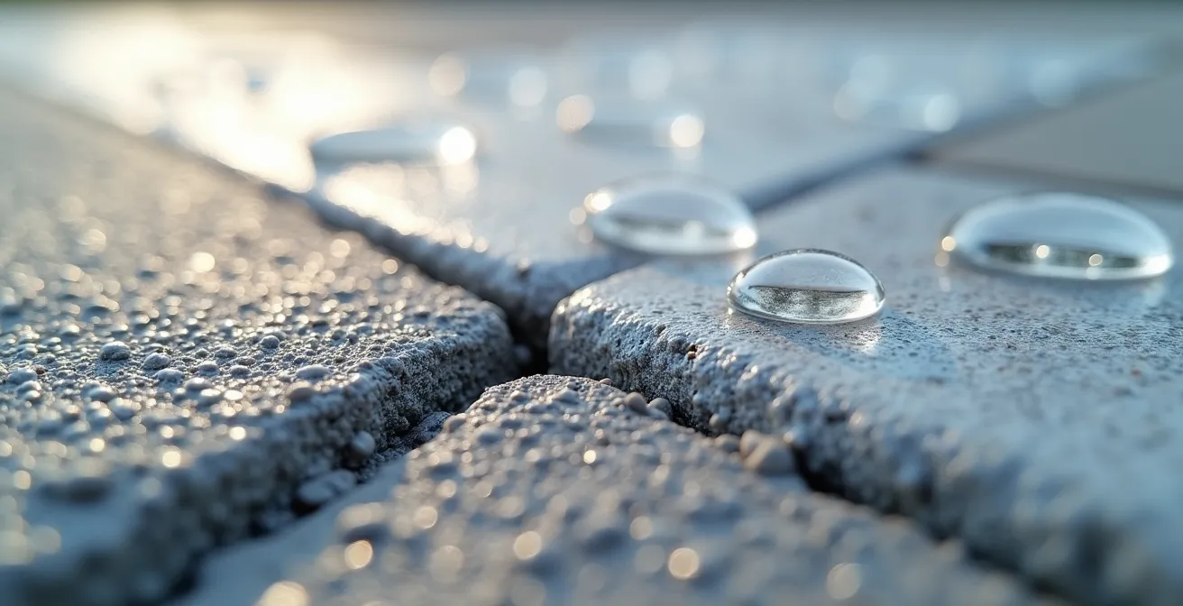 Dalle de béton fraîchement coulée protégée par un film plastique transparent pour la cure