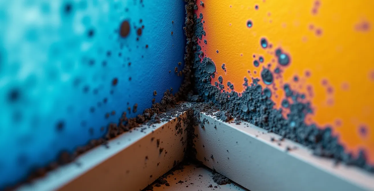 Image thermographique révélant un pont thermique sur un mur avec développement de moisissure