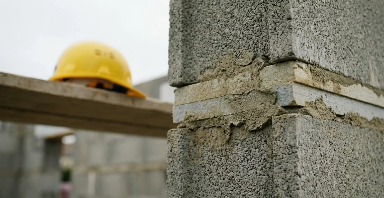 Mur en béton cellulaire sur chantier construction maison Var