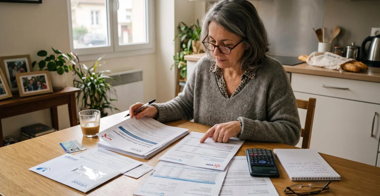 Propriétaire consultant des documents administratifs et financiers liés aux aides pour l'installation d'une pompe à chaleur à son domicile